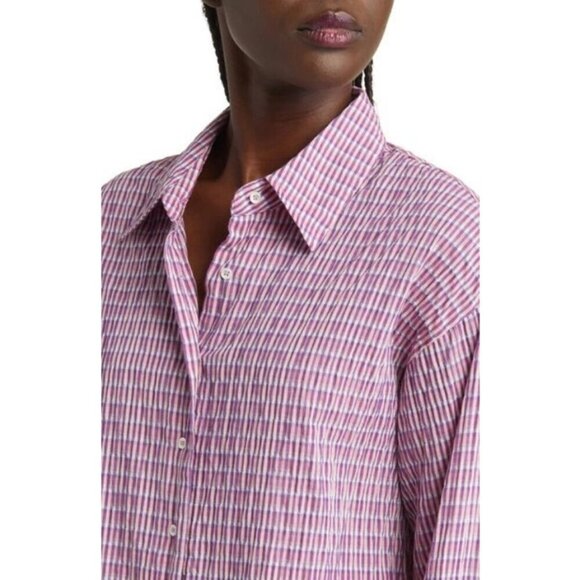 💕XIRENA💕 Dawson Plaid Crop Button Up Shirt ~ Coral Cove Large NWOT - Picture 7 of 16